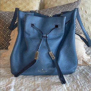 KateSpade Leather Drawstring Bag in HARBORBLUE